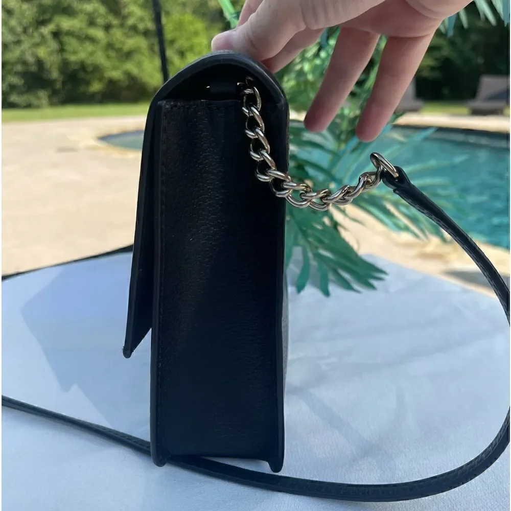 Kate Spade Kirk Park Saffiano Veronique Alek Crossbody Bow Black Beige Bow